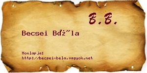 Becsei Béla névjegykártya
